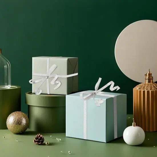 Silver Curling Ribbon, 500 Yard Christmas Glitter Curly Ribbon {3}