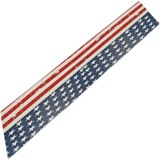 Farmhouse Cotton Linen Table Runners 13 x 72 Inches,Rustic Blue Table Runner for Dining,Kitchen,and Coffee Table Decor - USA American Flag Brick Wall Texture {2}