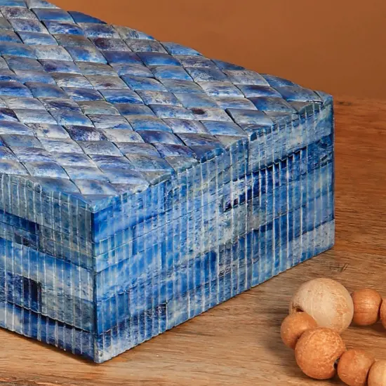 Carved Bone Box - Blue {5}