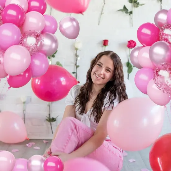 Pink Balloons Set, 63Pcs Hot pink Latex Balloons {3}