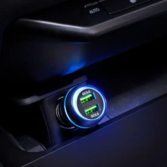 Insten 36W 2-Port USB QC 3.0 Fast Charging Car Charger Compatible With iPhone Android Cell Phone Universal Black {2}