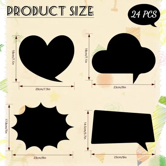 24 PCS Large Blank Photo Booth Props, Writable Chalkboard Black Cards Make Your Own Photo Props Wedding Photo Booth Props Birthday DIY Photo Booth Picture Props {3}