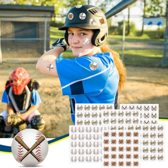 300 Pcs 12 Sheets Baseball Helmet Stickers 1.18 Inch Waterproof Round Helmet Vinyl Decals for Baseball Helmet Award Laptop Water Bottle Scrapbook Sport Party {4}