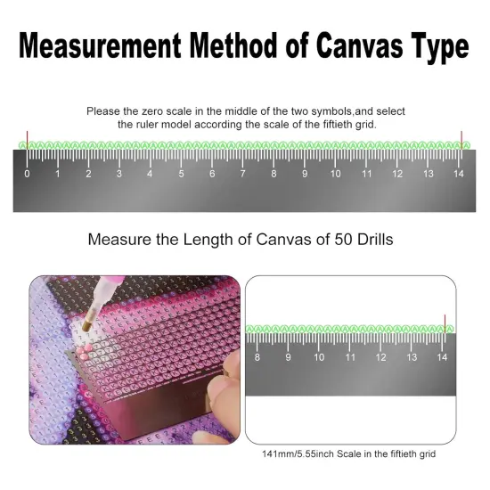 5D Diamond Pasted Painting Ruler and Adjustment Fix Tool, DIY Stainless Steel Diamond Art Painting Mesh Ruler with 360 Blank Grids for Round Drills (141mm Ruler) {4}