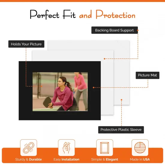 iFrame Pre-Cut Black Mats with Light Cream Bevel-Cut + Backing Boards + Transparent Clear Plastic Bags, Acid Free Photo Album Complete Set {5}