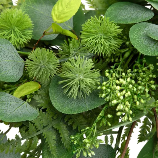 Northlight Seeded Eucalyptus with Sweet Gum Flowers Artificial Spring Wreath - 24" Green {7}