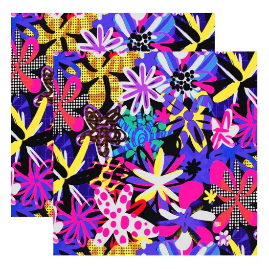 Punk Rock Flowers Printed Spandex Fabric Multicolor {4}