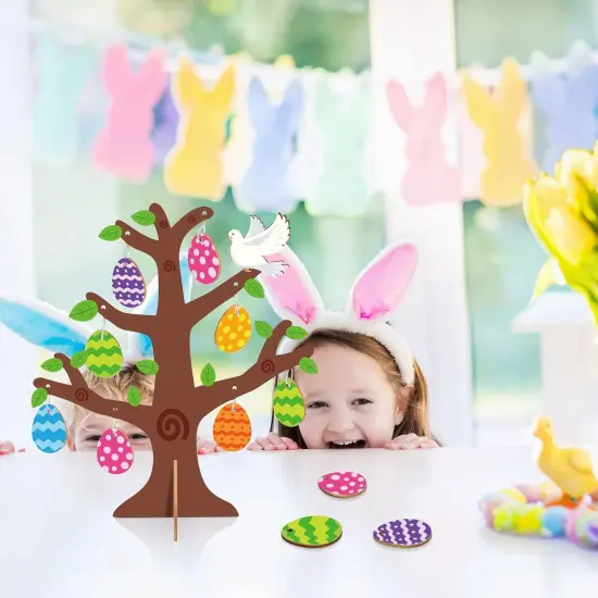 24 Pack 3D Wooden Easter Egg Tree Craft Kit for Kids Make You Own Easter Egg Tree DIY Wooden {5}