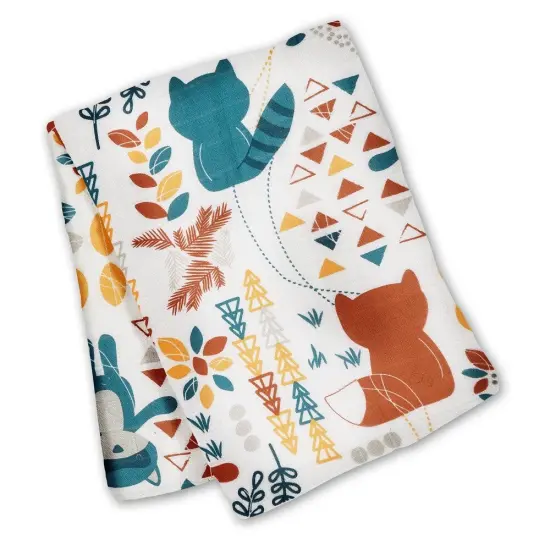 Leika Fox/Raccoon Cotton Muslin Baby Swaddling Blanket {1}