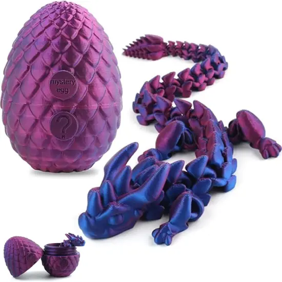 3D Printed Dragon, Articulated Crystal Dragon Egg Toy, Home Office Executive Desk Decor Fidget Toys {1}