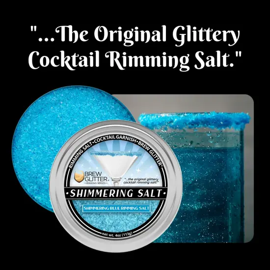 Brew Glitter - Shimmering Blue Rimming Salt (4oz, 1x Bar Tin) Edible Glitter Blended Cocktail Garnish for Mixed Drinks and Beverages {4}