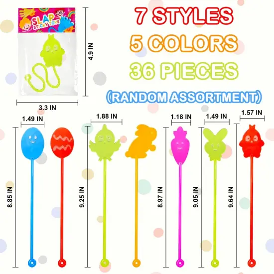 Easter Basket Goodie Bags Stuffers for Kids 36 Pack, Sticky Hands Party Favors Non Candy Egg Fillers {2}