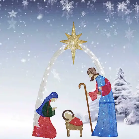 Glowing 54-Inch H Nativity Scene with 115 Cool White LED Lights {4}