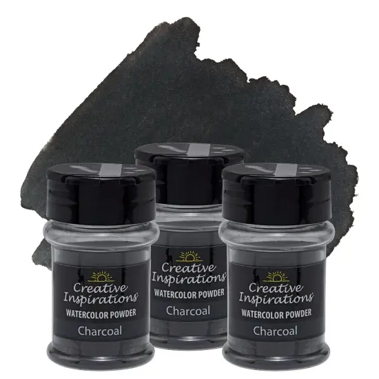 Creative Inspirations Powder Watercolor Paint 3 Pack - 38g Shaker Bottle, Charcoal - Dye-Based Water-Soluble Crystalline Pigments - Non-Toxic, Perfect for Abstract and Spontaneous Effects {1}