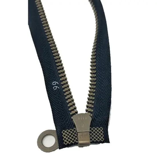 Zipper &ndash; Black 25.5" Plastic Molded 3 Brown Teeth Separating Open Bottom {7}