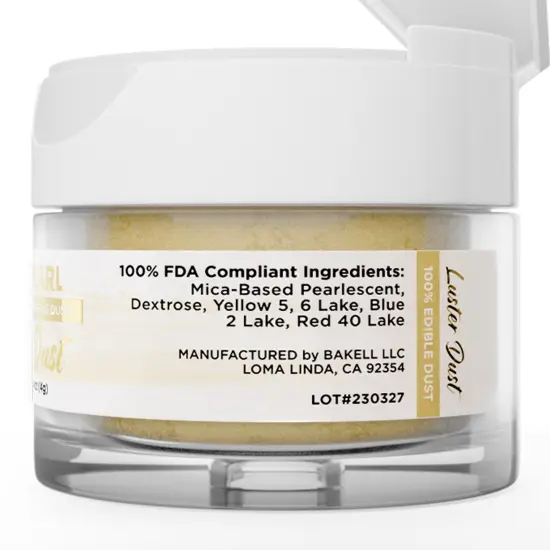 Bakell - Gold Pearl Luster Dust (4g, 1x Jar) Edible Vegan Dust & Paint for Baking, Desserts and Beverages {5}