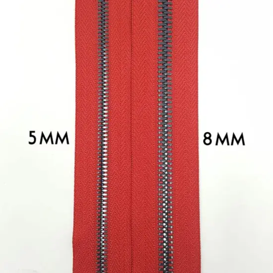 5MM Two Way Separating Open Bottom Zipper Red Tape Gun Metal Teeth 36" {5}