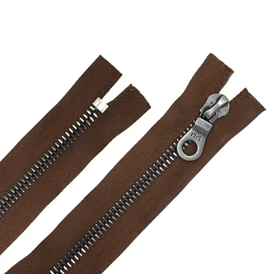 Zipper &ndash; Brown 8MM Closed Bottom with KTA Pull, Gun Metal {1}