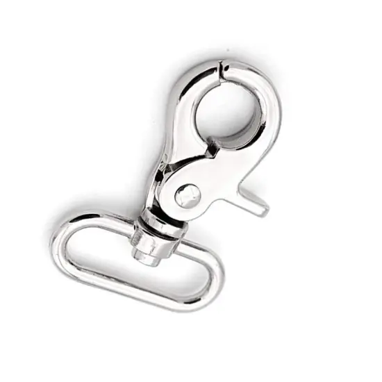 Swivel Hook Nickel Plated Brass Base Side Claw 1.5 Inches Long 1/2 Inch Loop {4}