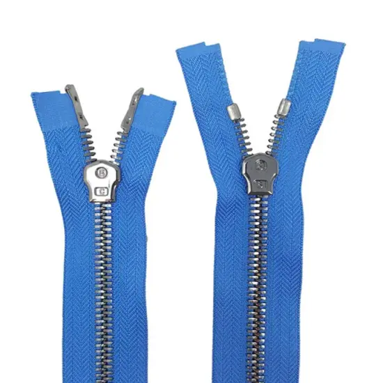 8MM Two Way Separating Open Bottom Zipper Royal Tape Gun Metal Teeth 36" {4}