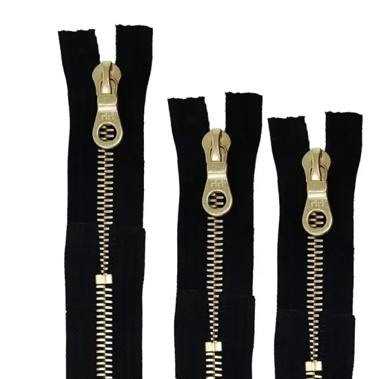 Riri 8MM Closed Bottom Zipper with KTA Pull &ndash; Black/Brass {4}