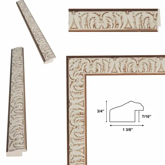 Vintage Ornate White Wash Picture Frame 16x16 frame {3}