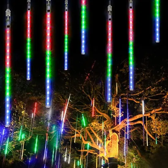 196 LED Meteor Shower String Lights Outdoor Garden Rain Tree Light Party Decor {3}