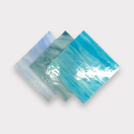 COE 96: 6" Square Blue Opal Variety Fusible Glass Sheets - 3 Pack {1}