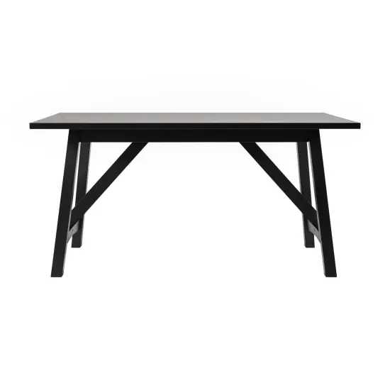 Merrick Lane Carroll Wooden Dining Table with Trestle Style Base Black Matte {5}