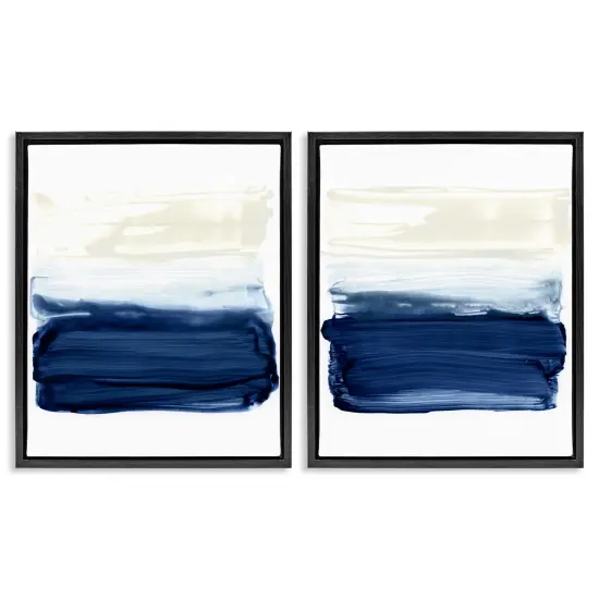 Stupell Industries Coastal Brushstrokes Abstract Beach Framed Floater Canvas Wall Art Gray Floater Frame {7}