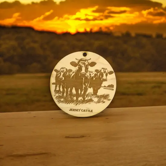 Ornament - Jersey Cattle Raw Wood {3}