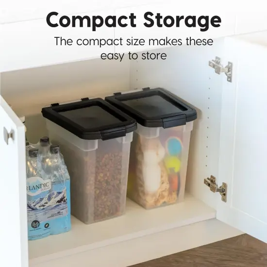 IRIS USA 10 Lbs / 12.75 Qt Airtight Dog Food Storage Container, Clear/Black {2}