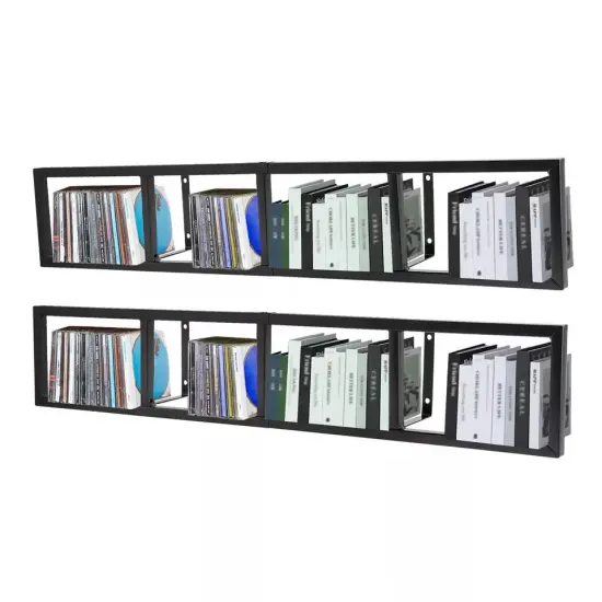 2x Large Floating Shelf Wall Mount CD DVD Rack Media Storage Organizer Shelves {1}