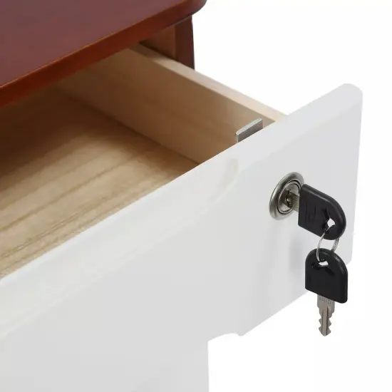 Wooden Desktop Storage Box Drawer Office Home Table Display Organizer with Lock {2}