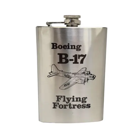 8oz B-17 Flying Fortress Stainless Steel flask Laser {1}
