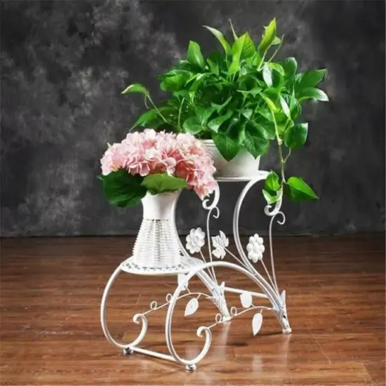 2x 2Tier Tall Metal Plant Stand Flower Pot Holder Rack Display Garden Home Decor {2}