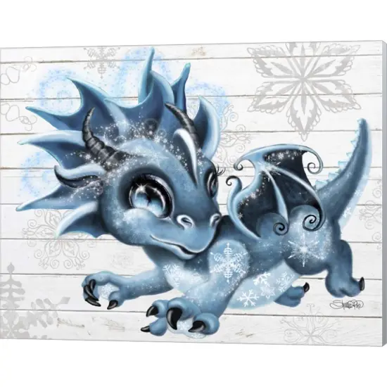 Winter Lil DragonZ by Sheena Pike Art And Illustration 20" x 16" Canvas Wall Art {1}