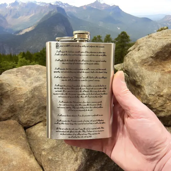 8oz Hippocratic Oath Stainless Steel Flask {2}