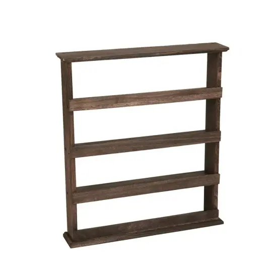 Wall Hanging Wood Spice Holder 4 Tier Vertical Kitchen Rack Spice Storage Shelf {2}