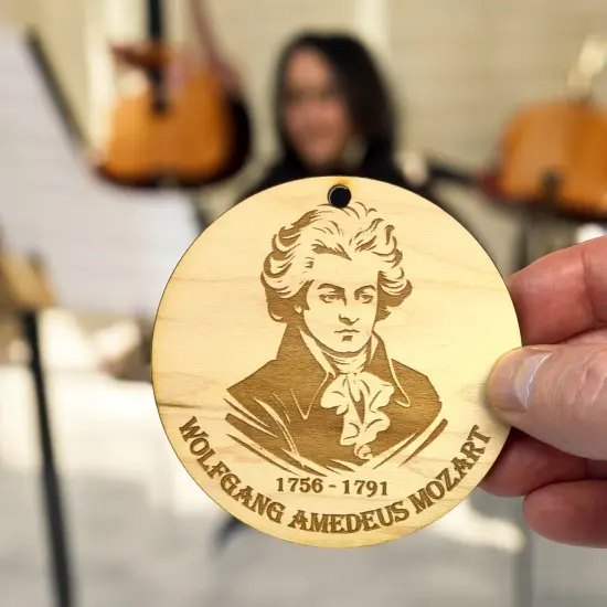 Ornament - Wolfgang Amadeus Mozart Raw Wood {2}