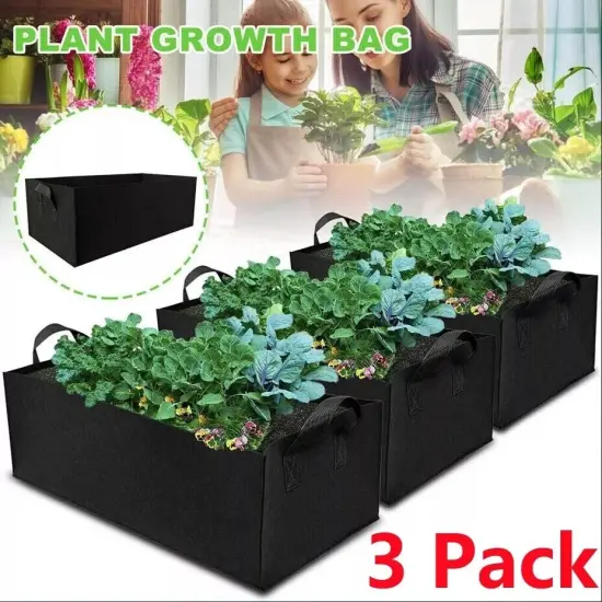 8 Gallon Plant Grow Bag Fabric Raised Flower Bed Garden Vegetable Planter 3 PACK {4}