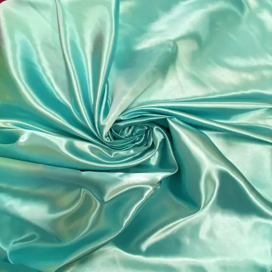 1 Yard Aqua Bridal Satin Fabric 58/60 Inch Wide Smooth Shiny Polyester for Dresses, Crafts & Decor {2}