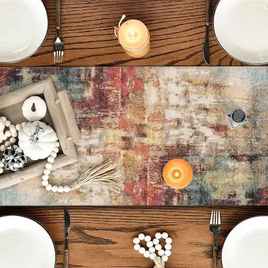 Abstract Rust Colorful Table Runner - Fall Decorations {2}