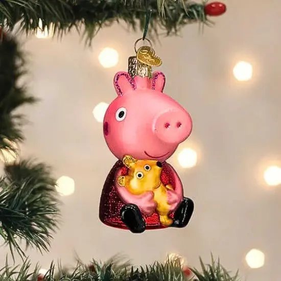 Old World Christmas 3.25 In Peppa Pig With Teddy Christmas Tree Ornament , Cartoon Children's Series Pink {3}