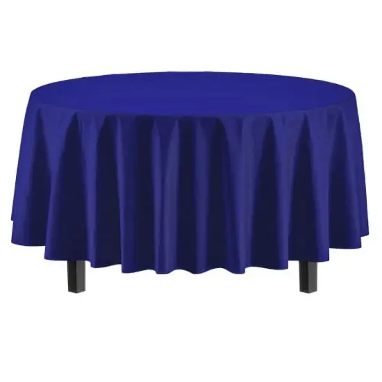 Exquisite Disposable Round Plastic Tablecloths &ndash; 6 Pack 84" Disposable Table Cloths &ndash; Indoor/Outdoor Party Tablecloth &ndash; Round Plastic Table Cover for Events & Party Supplies Navy {2}