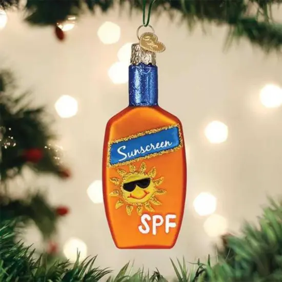 Old World Christmas 4.0 Inch Sunscreen Christmas Tree Ornament , Spf Fun Sun Beach Orange {3}