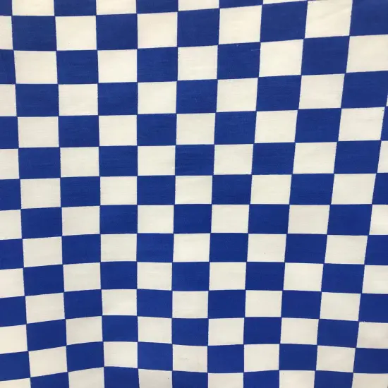 1 Yard Royal Checkered Poly Cotton Fabric for Apparel Crafts and Home Decor 59/60 Inch Width {1}
