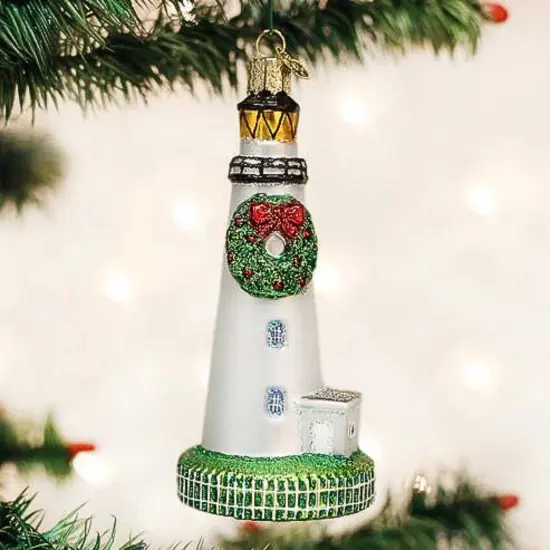 Old World Christmas 4.75 In Ocracoke Lighthouse Christmas Tree Ornament , Ornament Coastline Beacon White {3}
