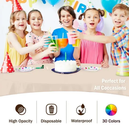 Exquisite Disposable Round Plastic Tablecloths &ndash; 6 Pack 84" Disposable Table Cloths &ndash; Indoor/Outdoor Party Tablecloth &ndash; Round Plastic Table Cover for Events & Party Supplies Ivory {6}
