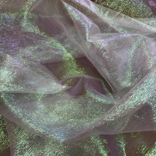 1 Yard Iridescent White Crushed Organza Sheer, Lightweight Shimmer Fabric for Gowns, Costumes & Event D&eacute;cor 45&rdquo; Wide {2}